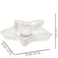 Keramik stjernelysholder, hvid, til keglelys, 12 cm, 2 stk. | Floristik24.dk