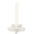 Keramik stjernelysholder, hvid, til keglelys, 12 cm, 2 stk. | Floristik24.dk