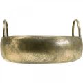 Floristik24 Plantekasse metal skål med håndtag guld antik look Ø31cm