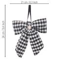 Stofsløjfe med broche og ophæng, ternet, 24 cm, 2 stk. | Floristik24.dk