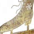 Floristik24 Metal skøjte, vinterdekoration, dekorativ skøjte, julegyldne antik look H22,5 cm