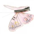 Deco sommerfugle med klip, fjer sommerfugle pink 4,5-8cm 10p