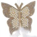 Floristik24 Filt sommerfugl til ophængning af creme bryllupsdekoration 16 cm
