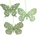 Floristik24 Dekorativt hængende sommerfuglgrøn glitter 8cm 12stk