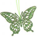 Floristik24 Dekorativt hængende sommerfuglgrøn glitter 8cm 12stk