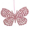 Floristik24 Deco bøjle sommerfugl pink glitter 8cm 12stk