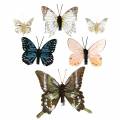 Floristik24 Deco sommerfugl med metalclips natur assorteret H4,9cm/5,8cm/7,4cm 6stk
