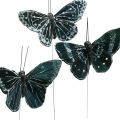 Floristik24 Fjer sommerfugle sort og hvid, sommerfugle på tråd, kunstige møl 5,5×9cm 12stk
