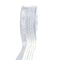 Floristik24 Smykkebånd med lurex-striber sølv 40mm 20m