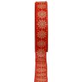 Floristik24 Julebånd gavebånd snefnug rød 25mm 20m