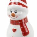 Floristik24 Juledekoration snemand keramik 10cm rød, hvid 2stk