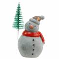 Floristik24 Julfigur snemand med gran betongrå, farvet 9cm - 11cm 4stk