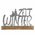 Floristik24 &quot;Winter time&quot; borddekoration, metal, mangotræ, sølv 33 × 22 cm