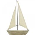 Floristik24 Dekorativ sejlbåd lavet af træ, maritim dekoration, dekorativt skib shabby chic, naturlige farver, hvid H29cm L18cm