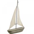 Floristik24 Sejlbåd, båd lavet af træ, maritim dekoration shabby chic naturlige farver, hvid H37cm L24cm
