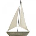 Floristik24 Sejlbåd, båd lavet af træ, maritim dekoration shabby chic naturlige farver, hvid H37cm L24cm