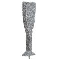 Floristik24 Champagneglas med glitter sølv 8cm L28cm 24stk