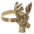 Floristik24 Metal servietring med hjortehoved i guldlook, 6 cm, 4 stk.