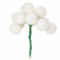 Mini glaskugler med spejlblanke bær på tråd, hvide, 25 mm, 140 stk. | Floristik24.dk