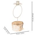 Lysestage med birketræsfod og metalring, 20 cm | Floristik24.dk