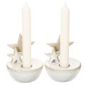 Keramik stjernelysholdere, juledekoration, 11 cm, 2 stk. | Floristik24.dk