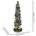 Lysestage i juletræsdesign, grønt metal, 45 cm | Floristik24.dk