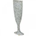 Floristik24 Nytårsaften dekoration champagneglas sølv blomsterprop 9cm 18stk