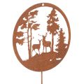 Floristik24 Havepæl, rustfarvet, rund, hjortesilhuet, skovdekoration, 53 cm, 2 stk.