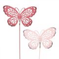 Floristik24 Havespil sommerfugl metal pink H30cm 6 stk