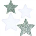 Floristik24 Scatter dekoration Julespredte stjerner grøn hvid Ø4/5cm 40stk