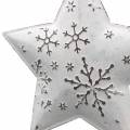 Floristik24 Dekorativ bøjlerestjerne og juletræskugle med snefnug metal hvid Ø9,5 / 7,6cm H10 / 9,2cm 4stk