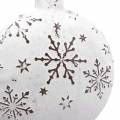 Floristik24 Dekorativ bøjlerestjerne og juletræskugle med snefnug metal hvid Ø9,5 / 7,6cm H10 / 9,2cm 4stk