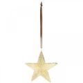 Floristik24 Hængende stjerner, metalpynt, juletræspynt guld 9,5 × 9,5cm 3stk