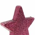 Floristik24 Spredt glitterstjerne 6,5 cm lyserød 36stk