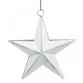 Floristik24 Metalstjerne til at hænge, julevedhæng, adventsdekoration hvid, Shabby Chic 11 × 11cm