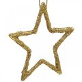 Floristik24 Julepynt stjernevedhæng gylden glitter 7,5cm 40p