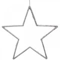 Floristik24 Julepynt stjernevedhæng sølvglimmer 17,5cm 9stk