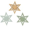 Floristik24 Assorterede træstjernedekorationer til borddekoration og hobbyartikler, 3 cm, 72 stk.