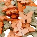 Floristik24 Scatter dekoration sommerfugl træ sommerfugle sommer dekoration orange, abrikos, brun 144 stk.