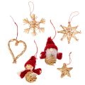 Floristik24 Stråophængssæt juletræspynt figurer og stjerner 6 cm 30 stk.