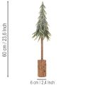 Kunstigt grantræ, med isfinish, med træbase, vinterdekoration, 60 cm | Floristik24.dk