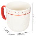 Kaffekrus med rødt hank, strikket mønster og hjertedekoration, keramik, 9 cm, 2 stk. | Floristik24.dk