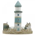 Floristik24 Lighthouse fyrfadsstage blå, hvid 4 fyrfadslys Ø25cm H28cm