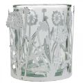Floristik24 Lanterne med mælkebøtter, bordpynt, sommerdekoration shabby chic sølv, hvid H10cm Ø8,5cm