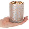 Glas fyrfadsstage med leopardprint, 12 cm | Floristik24.dk