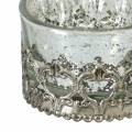 Floristik24 Fyrfadslys glas sølv Ø5cm H3,5cm 1stk