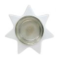 Floristik24 Fyrfadsstage hvid stjerneform med glas Ø10cm H10,5cm 2stk