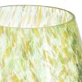 Floristik24 Fyrfadsstage glas dekoration gulgrøn mønster Ø6,5cm H10cm