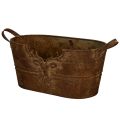 Floristik24 Oval metalskål med håndtag, hjortemotiv, rustfinish, 36 cm