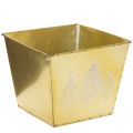 Floristik24 Metalplantekasse med glitrende grantræsmotiv, 18 cm